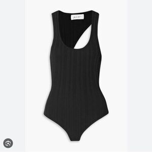 The Line By K Isaura Open-back Ribbed-knit Bodysuit In Black
V9